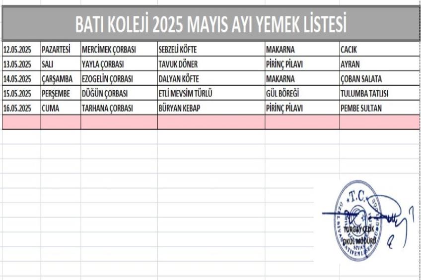 MAYIS AYI (2025) YEMEK LİSTESİ-2